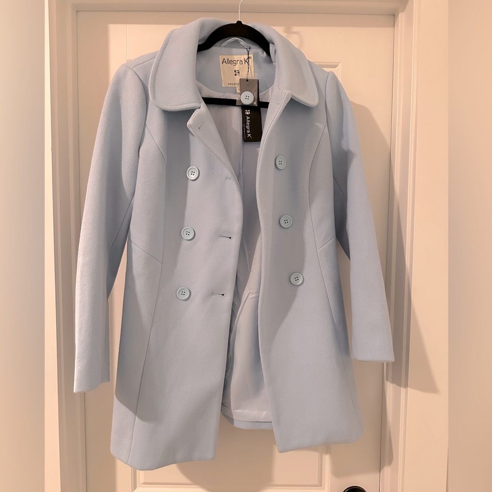 Women's Light Blue Double-Breasted Coat BRAND NEW